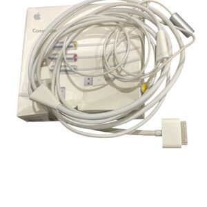 Apple White 30‑pin Composite AV Cable with Yellow & Red Plugs